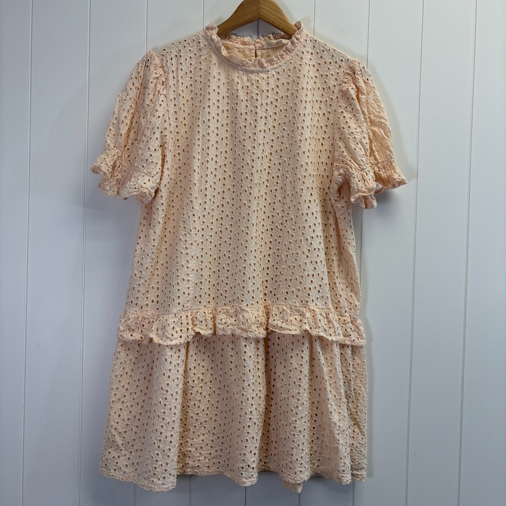 Wishing Waves Womens Cottage Eyelet Lace Mini Dress Size XL Balletcore Romantic